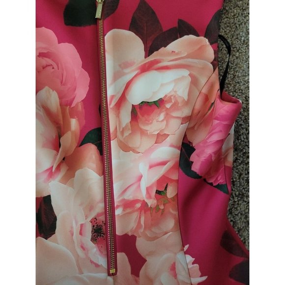 Calvin Klein Pleated Pink Floral Cocktail Dress Size 4 - Picture 5 of 9